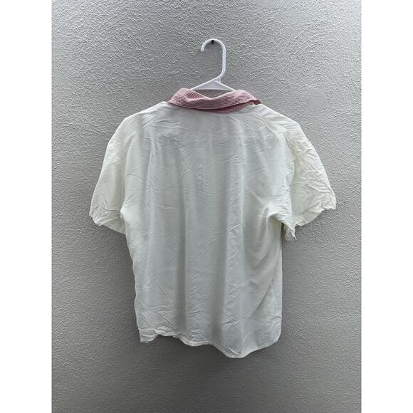 That's Me! Womens Top Size 3/4 White Short Sleeve Button Up Collared VTG - Picture 6 of 11